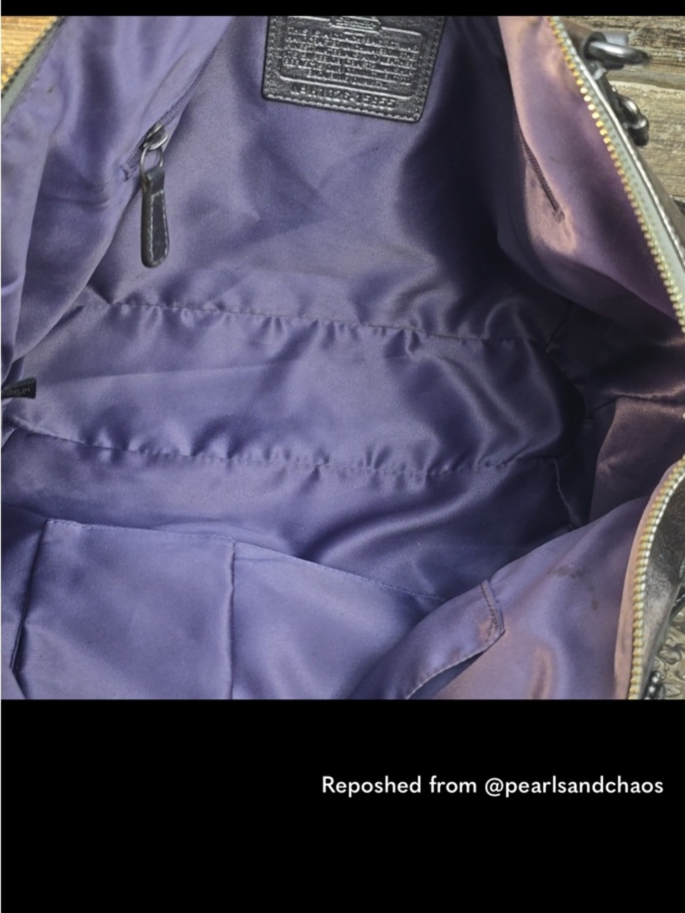 Coach Silver Leather Satchel Handbag - Picture 9 of 9